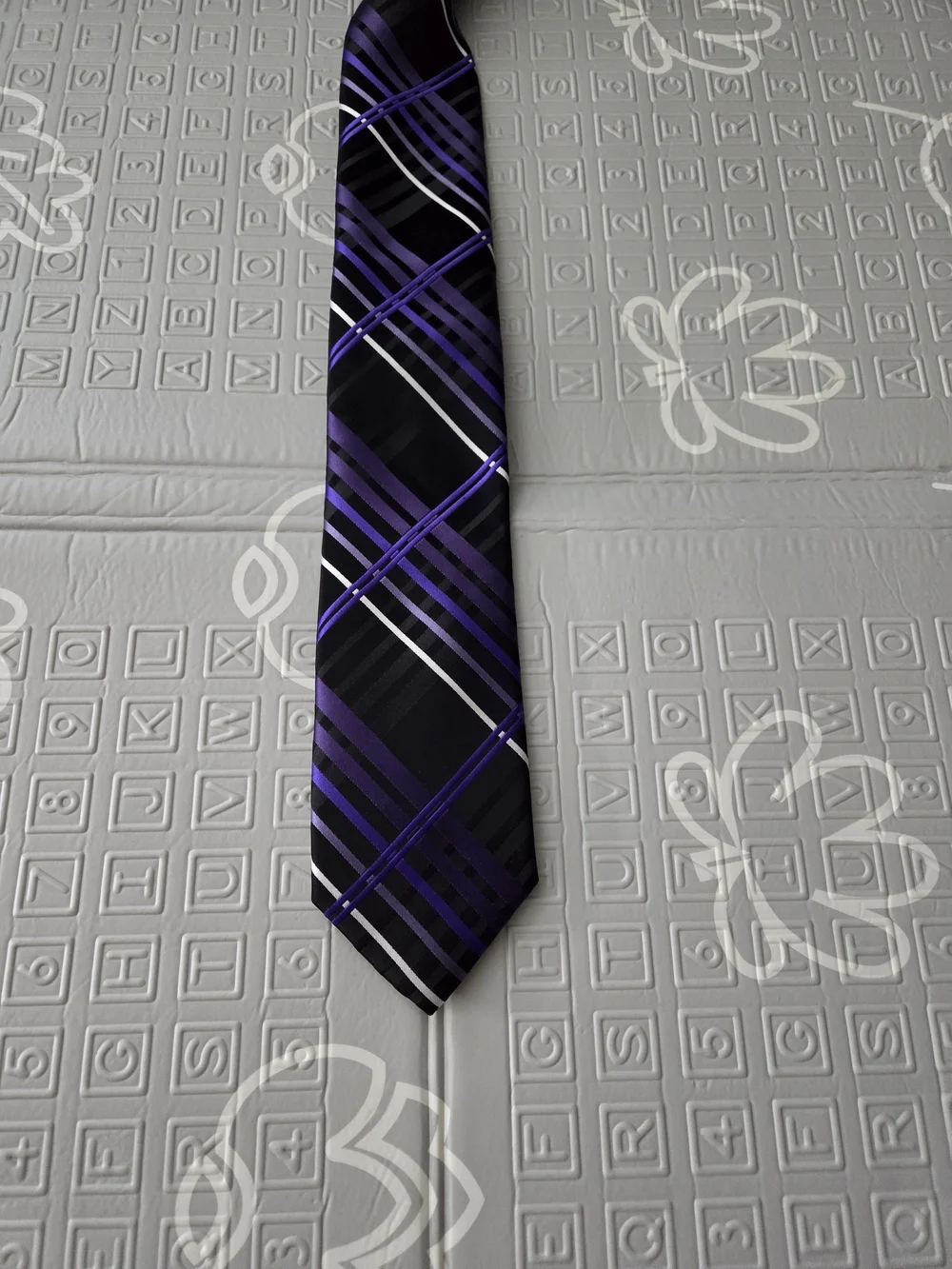 J. Ferrar Mens Purple White Striped Tie